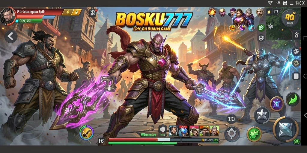 Screenshot gameplay BOSKU777 menampilkan aksi bertarung yang mendebarkan.