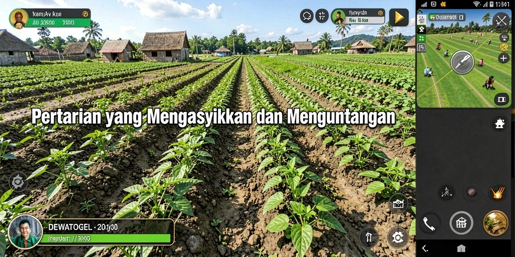 Tampilan gameplay DEWATOGEL yang seru dan interaktif dalam bertani.