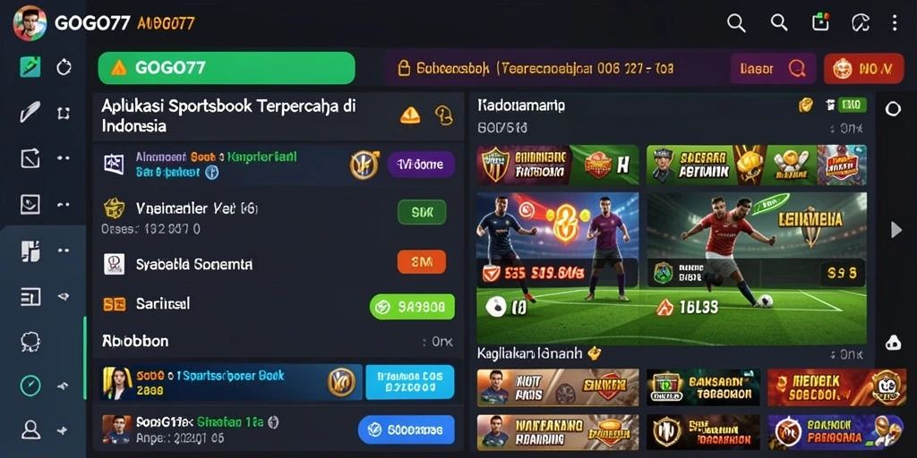 Screenshot utama menunjukkan antarmuka permainan Sportsbook GOGO77.