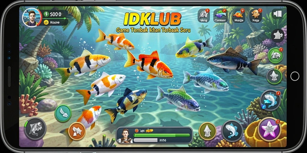 Gameplay seru Tembak Ikan di IDKLUB dengan banyak ikan target.