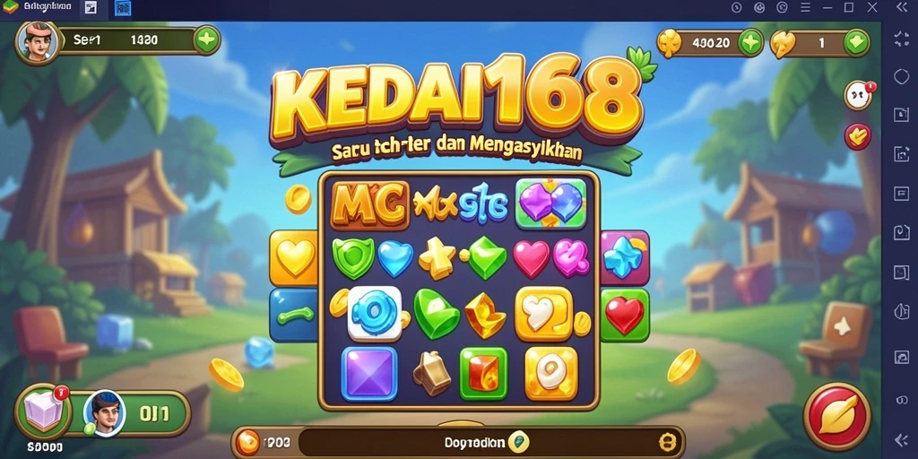 Tangkapan layar KEDAI168 yang menunjukkan gameplay match-3 yang menarik.