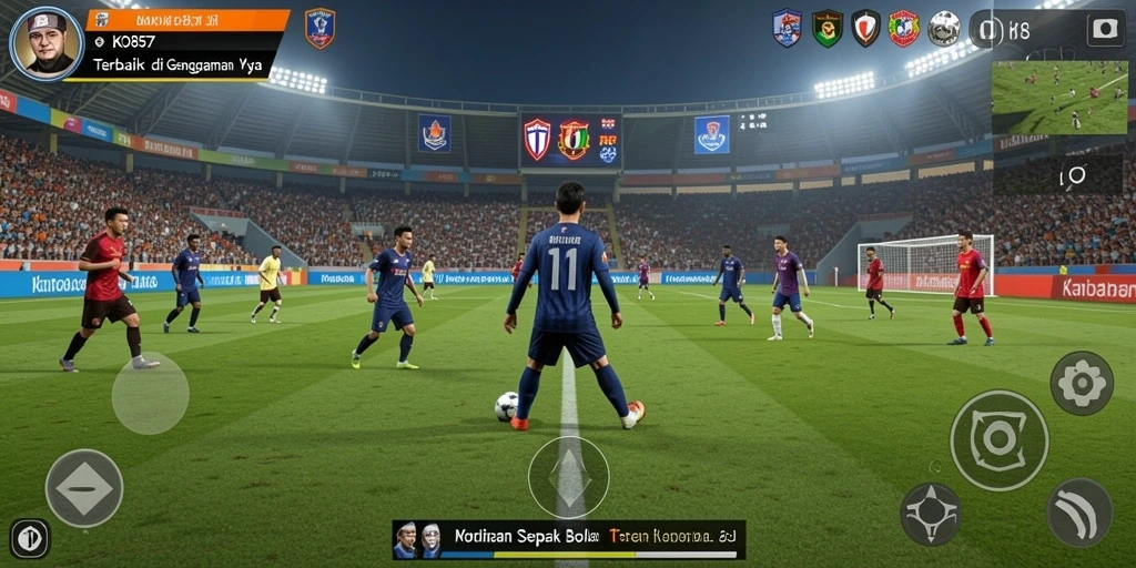 Tampilan gameplay seru dari KO857 saat pertandingan sepak bola.
