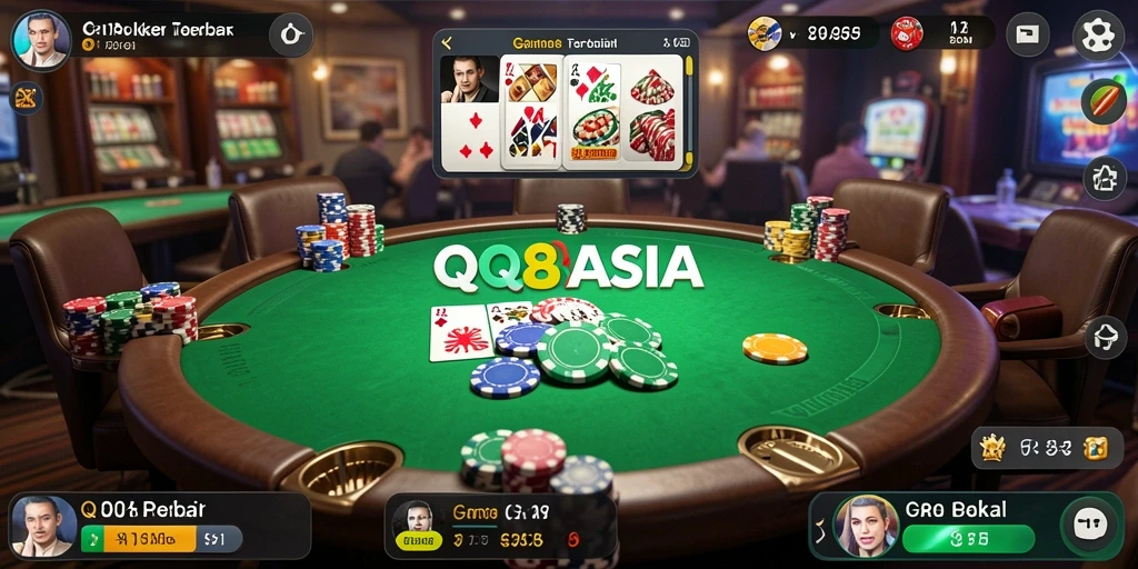 Tampilan gameplay QQ88ASIA yang menarik saat bermain Poker.